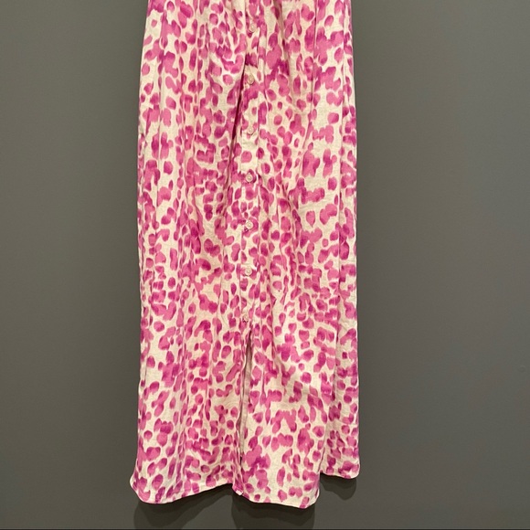 Who What Wear Linen Blend Leopard Midi Dress Size Small - Picture 4 of 13
